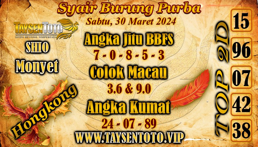 Syair Burung Purba HK Hari Ini 30 Maret 2024