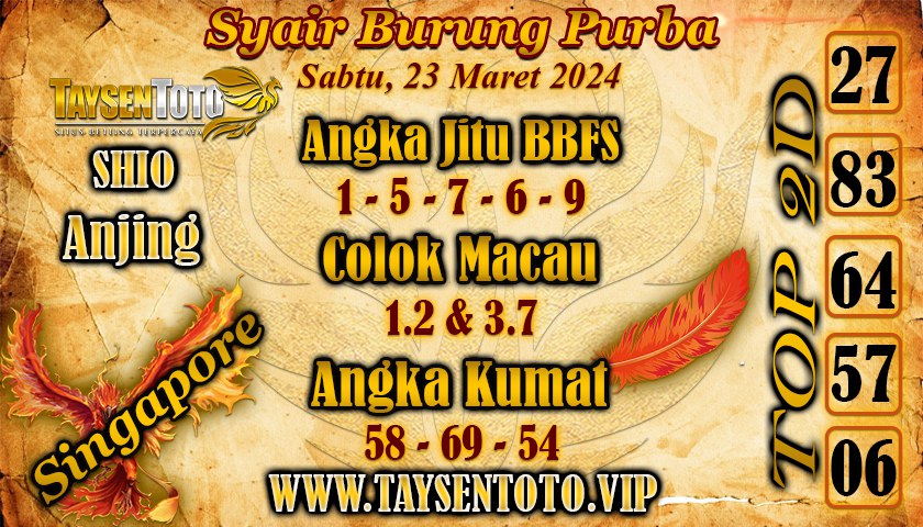 Syair Burung Purba SGP Hari Ini 23 Maret 2024