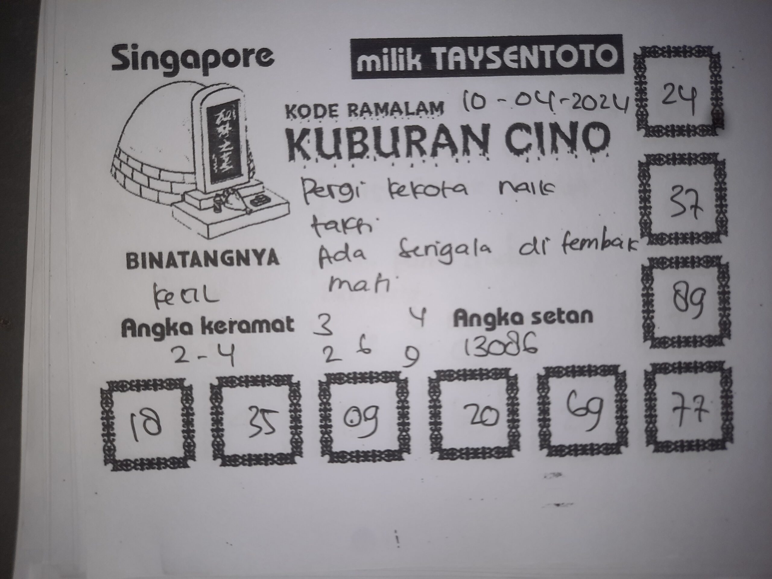 Syair Kuburan Cino SGP Hari Ini 10 April 2024