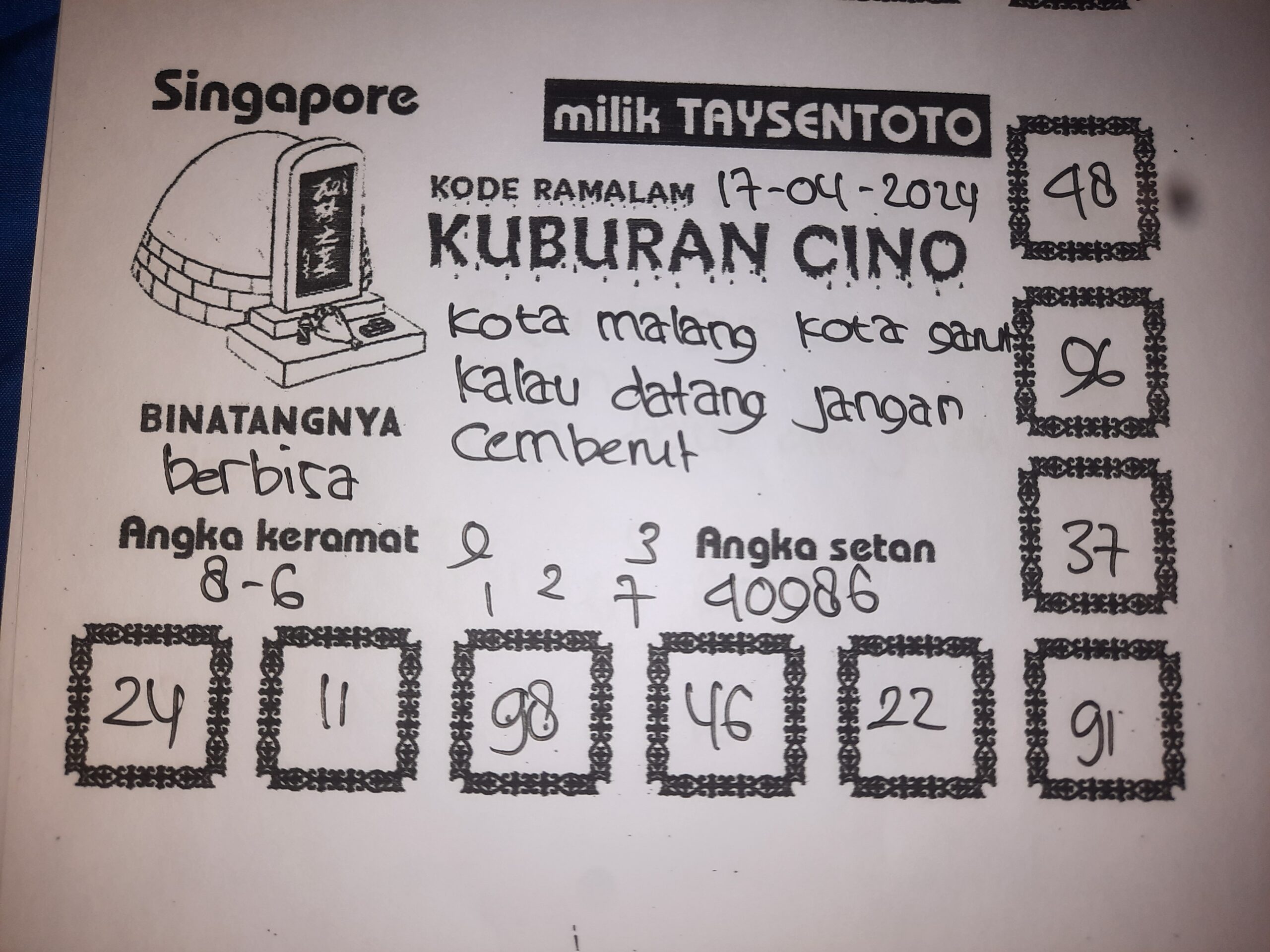 Syair Kuburan Cino SGP Hari Ini 17 April 2024 