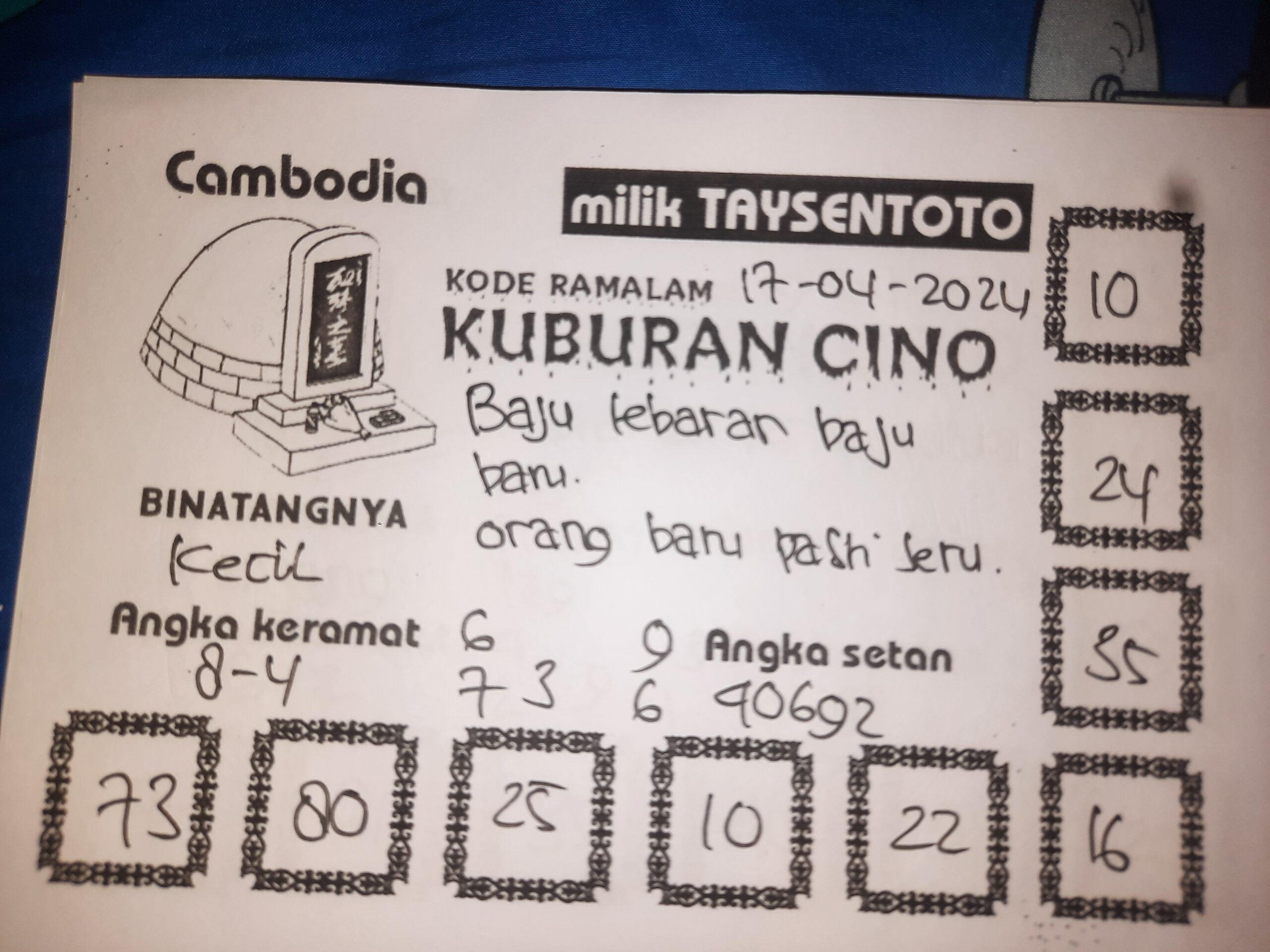 Syair Kuburan Cino Cambodia Hari Ini 17 April 2024