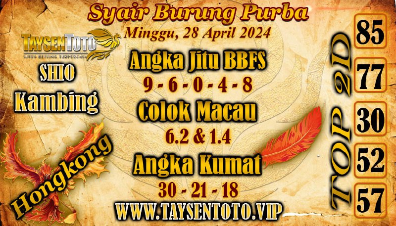 Syair Burung Purba HK Hari Ini 28 April 2024