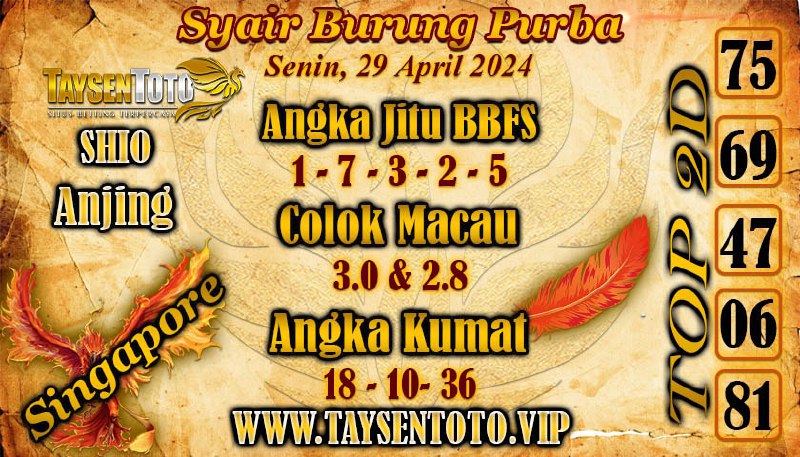 Syair Burung Purba SGP Hari ini 29 April 2024