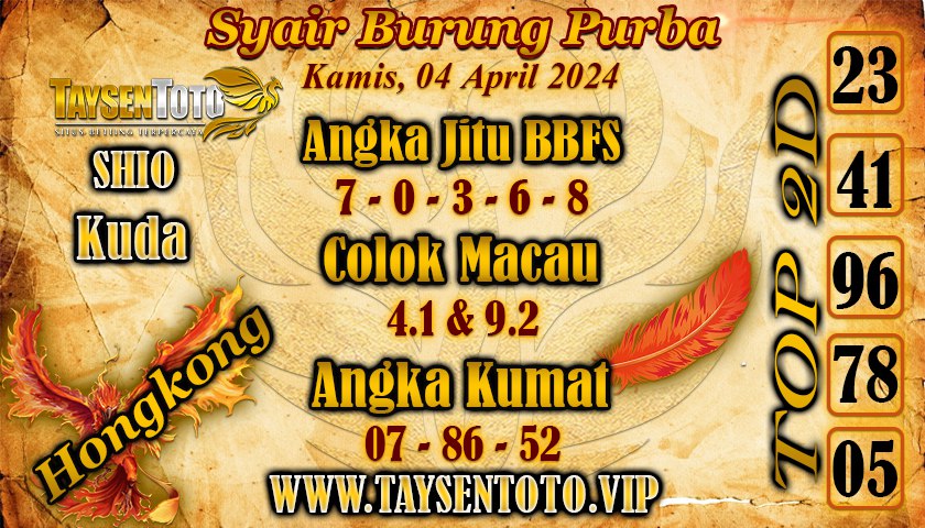 Syair Burung Purba HK Hari Ini 04 April 2024