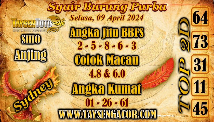 Syair Burung Purba Sydney Hari ini 09 April 2024