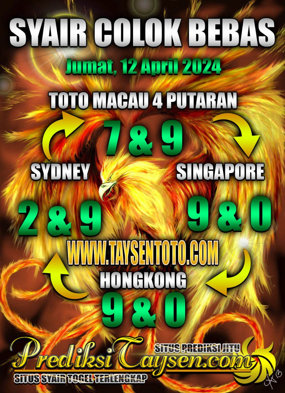 Syair Colok Toto Macau Hari ini 12 April 2024