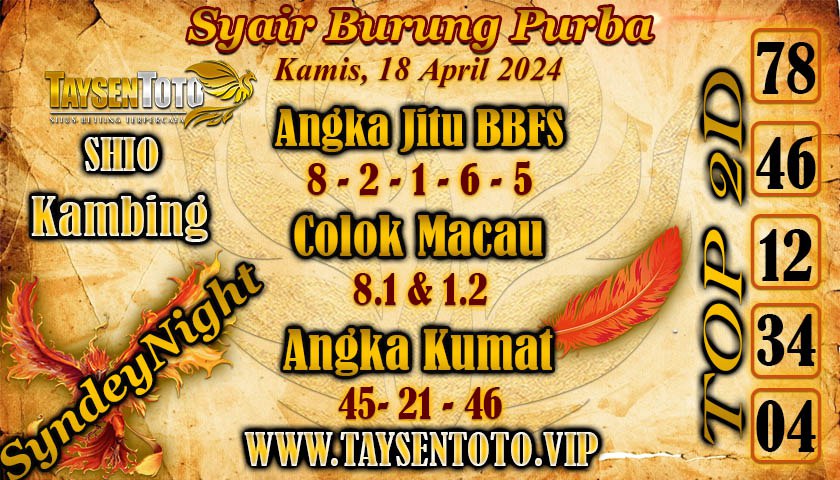 Syair Burung Purba SydneyNight Hari ini 17 April 2024