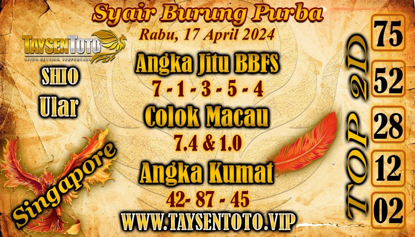 Syair Burung Purba SGP Hari ini 17 April 2024