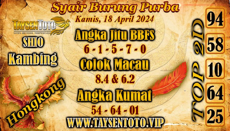 Syair Burung Purba HK Hari Ini 18 April 2024