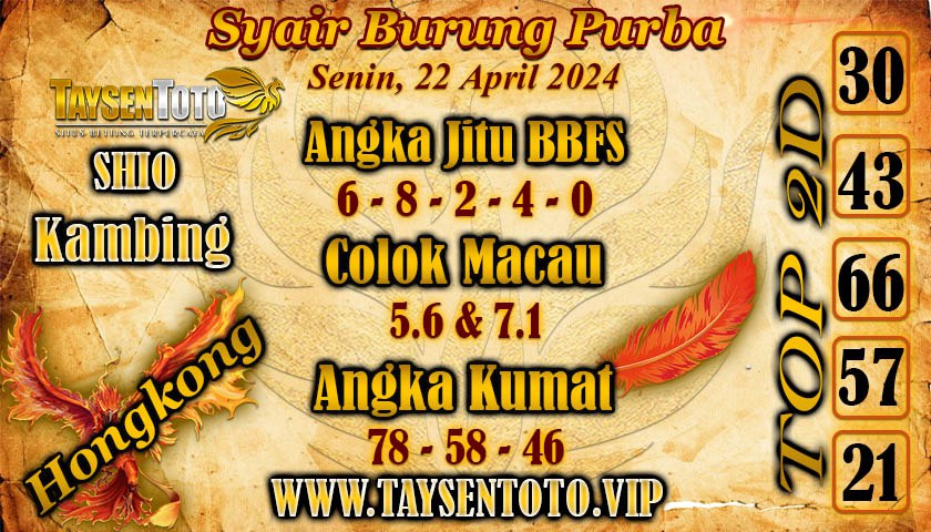 Syair Burung Purba HK Hari Ini 22 April 2024