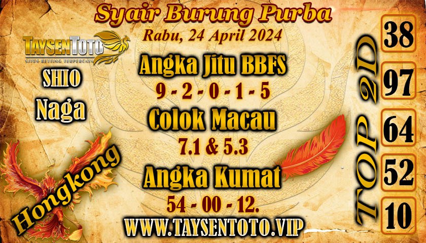 Syair Burung Purba HK Hari Ini 24 April 2024