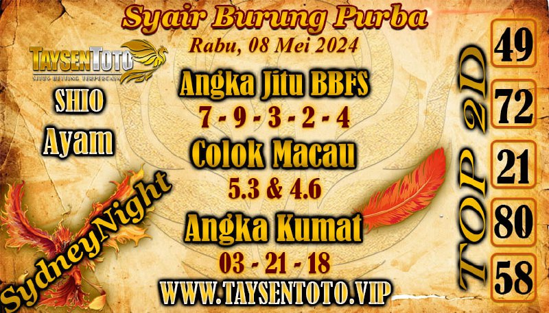 Syair Burung Purba SydneyNight Hari ini 08 Mei 2024