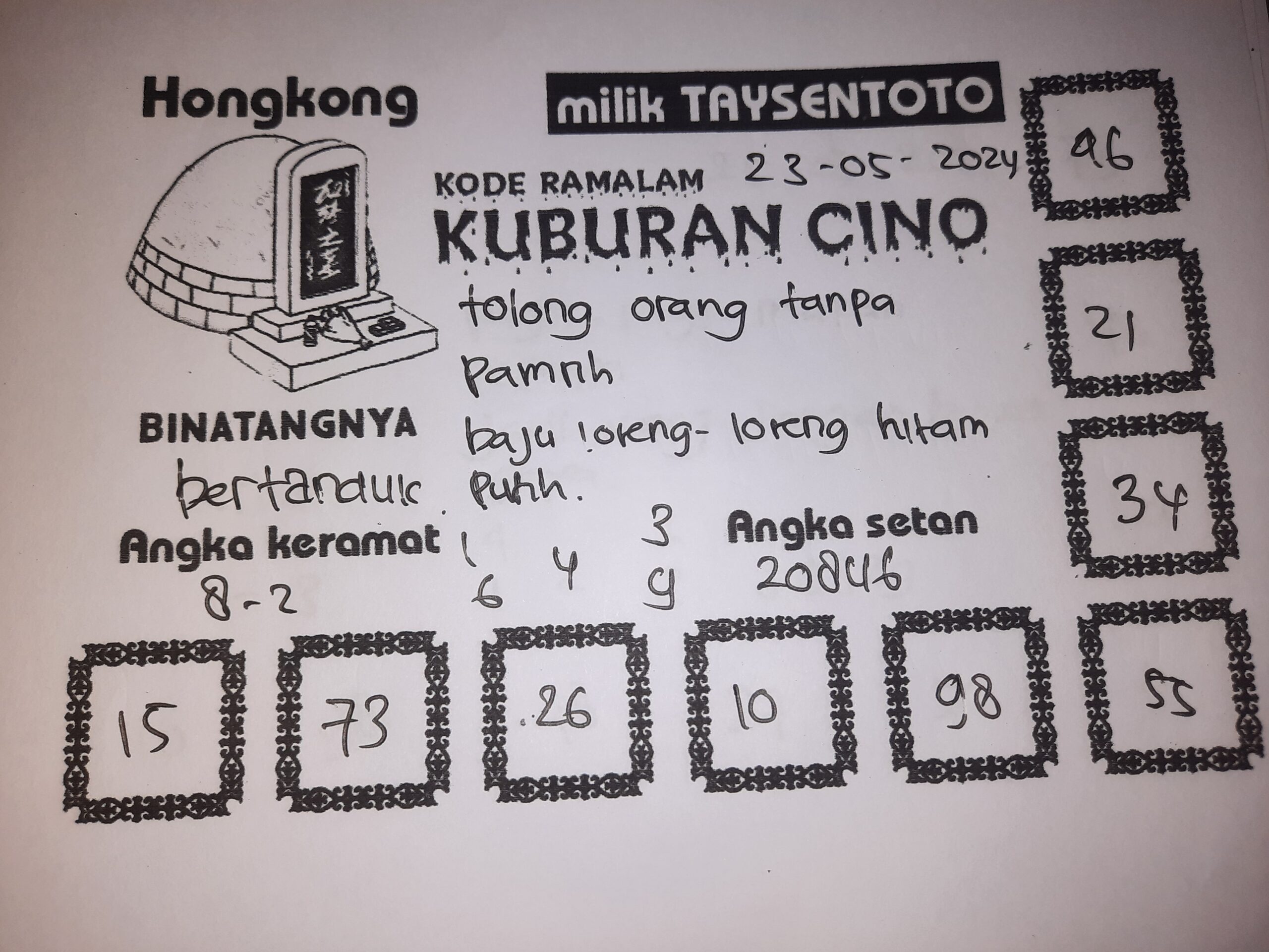 Syair Kuburan Cino HK Hari Ini 23 Mei 2024