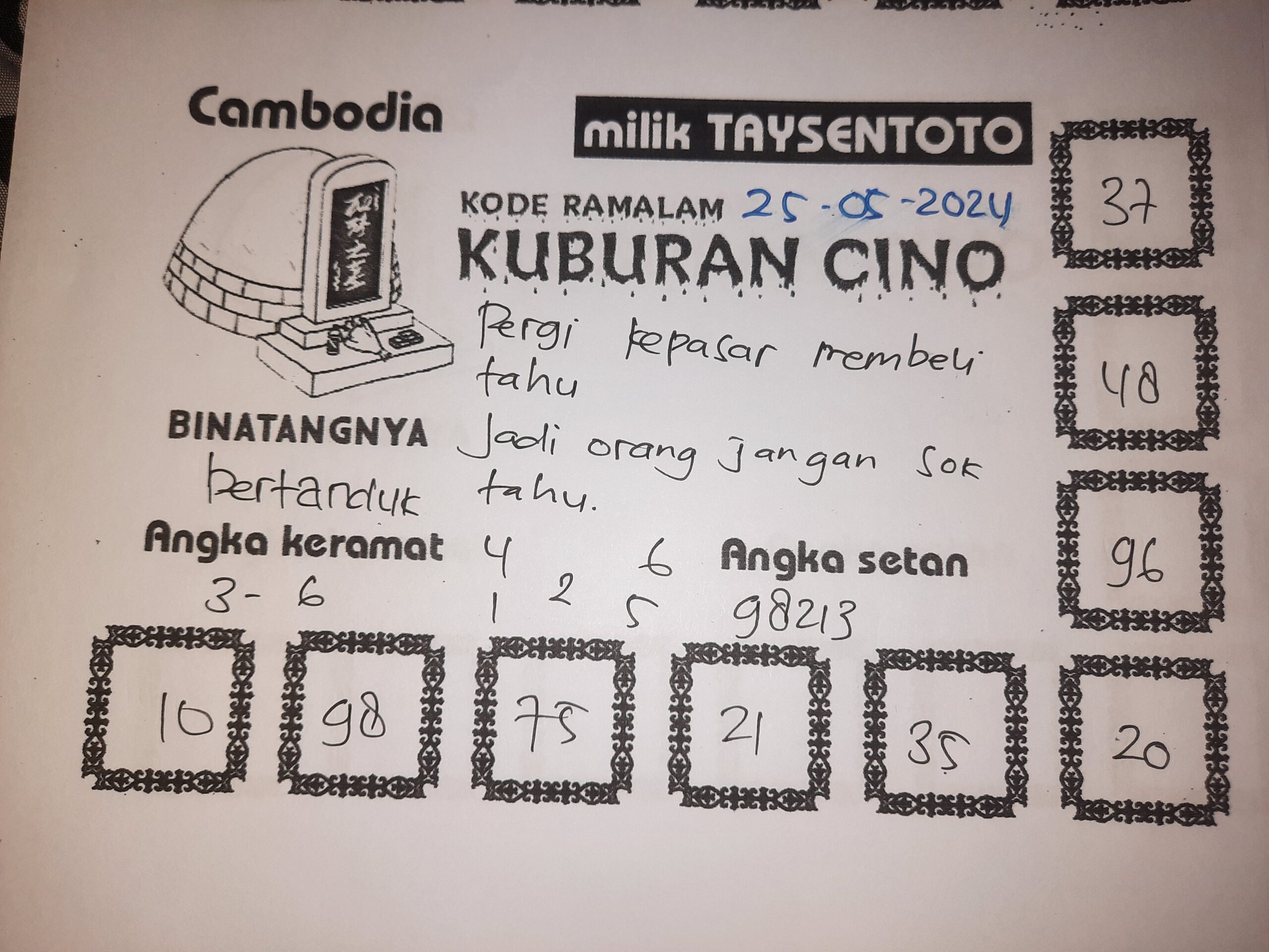 Syair Kuburan Cino Cambodia Hari Ini 25 Mei 2024