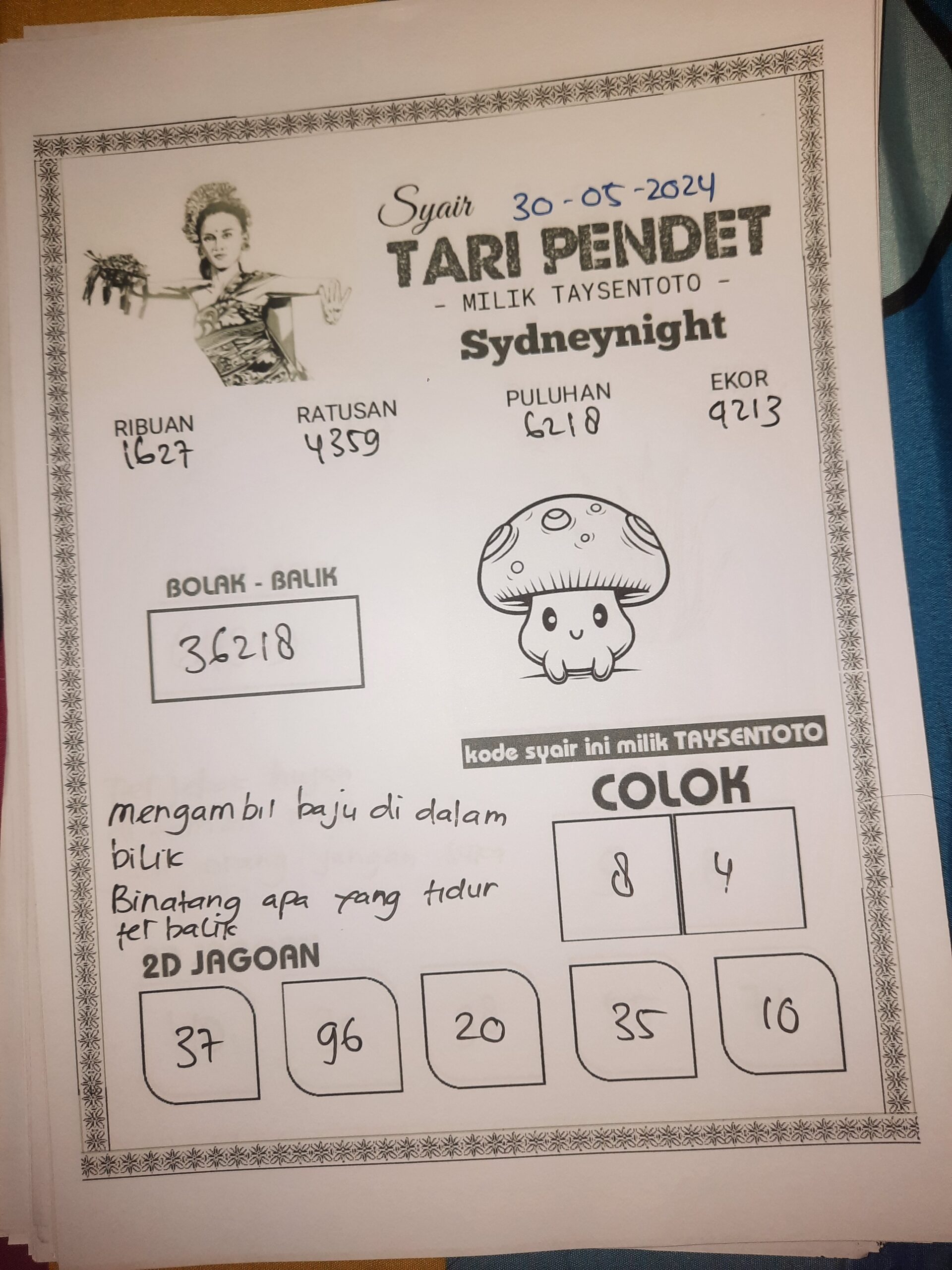 Syair Tari Pendet SydneyNight Hari ini 30 Mei 2024