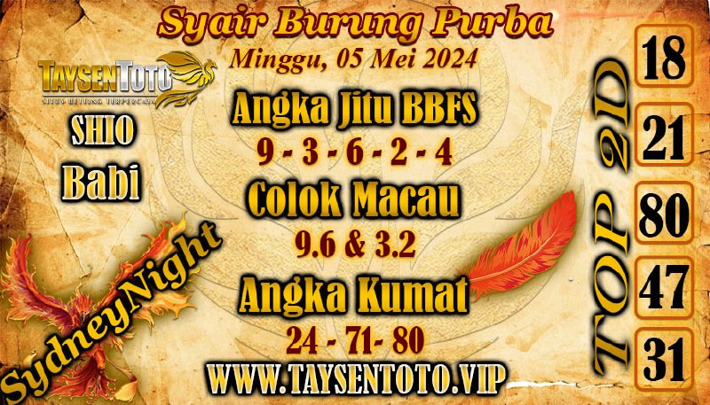 Syair Burung Purba SydneyNight Hari ini 05 Mei 2024