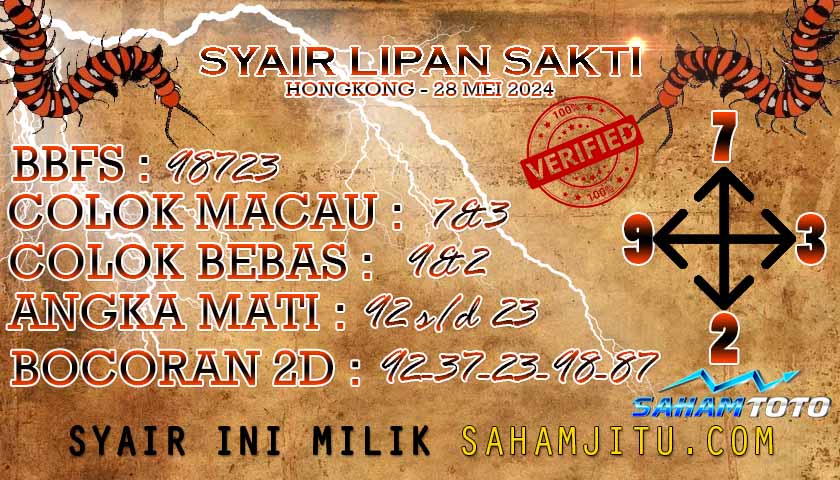 Syair Lipan Sakti HONGKONG Hari Ini Selasa,28 Mei 2024