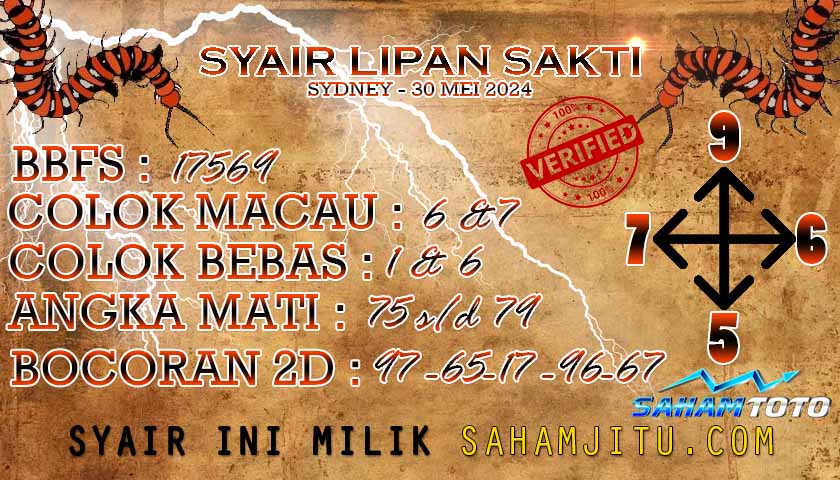 Syair Lipan Sakti Sydney Hari Ini kamis,30 Mei 2024