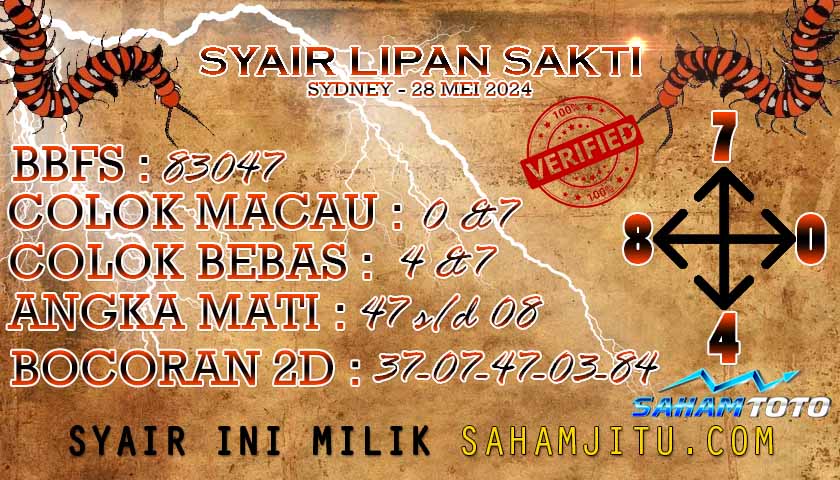 Syair Lipan Sakti Sydney Hari Ini Selasa,28 Mei 2024