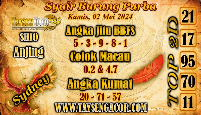 Syair Burung Purba Sydney Hari ini 02 Mei 2024