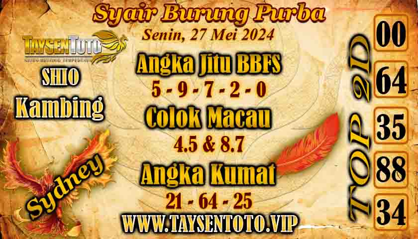 Syair Burung Purba Sydney Hari ini 28 Mei 2024