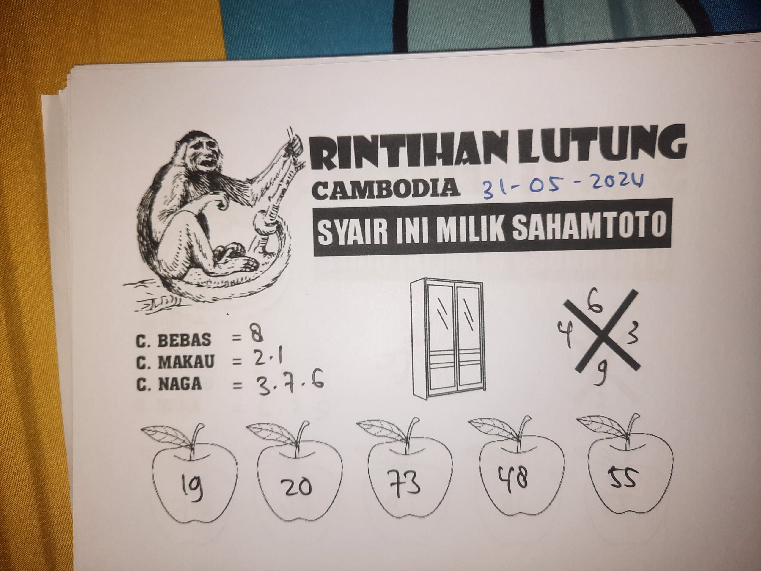 syair rintihan lutung Cambodia hari ini Jumat,31Mei 2024