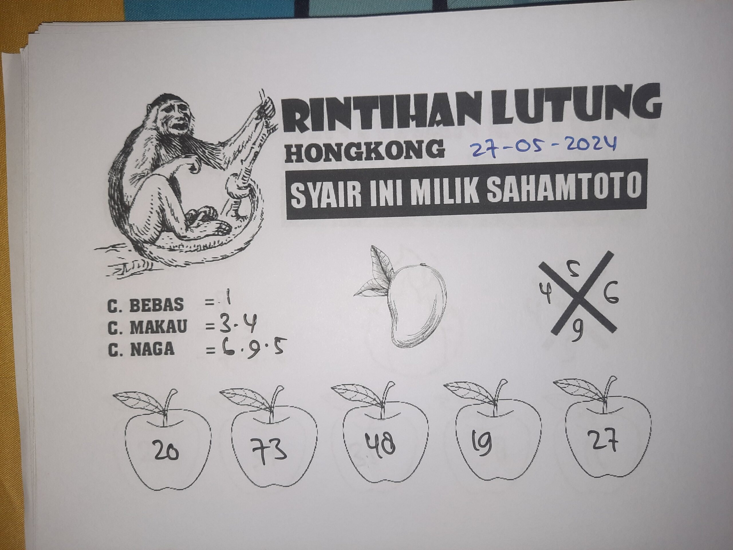 syair rintihan lutung HONGKONG hari ini Senin,27 Mei 2024