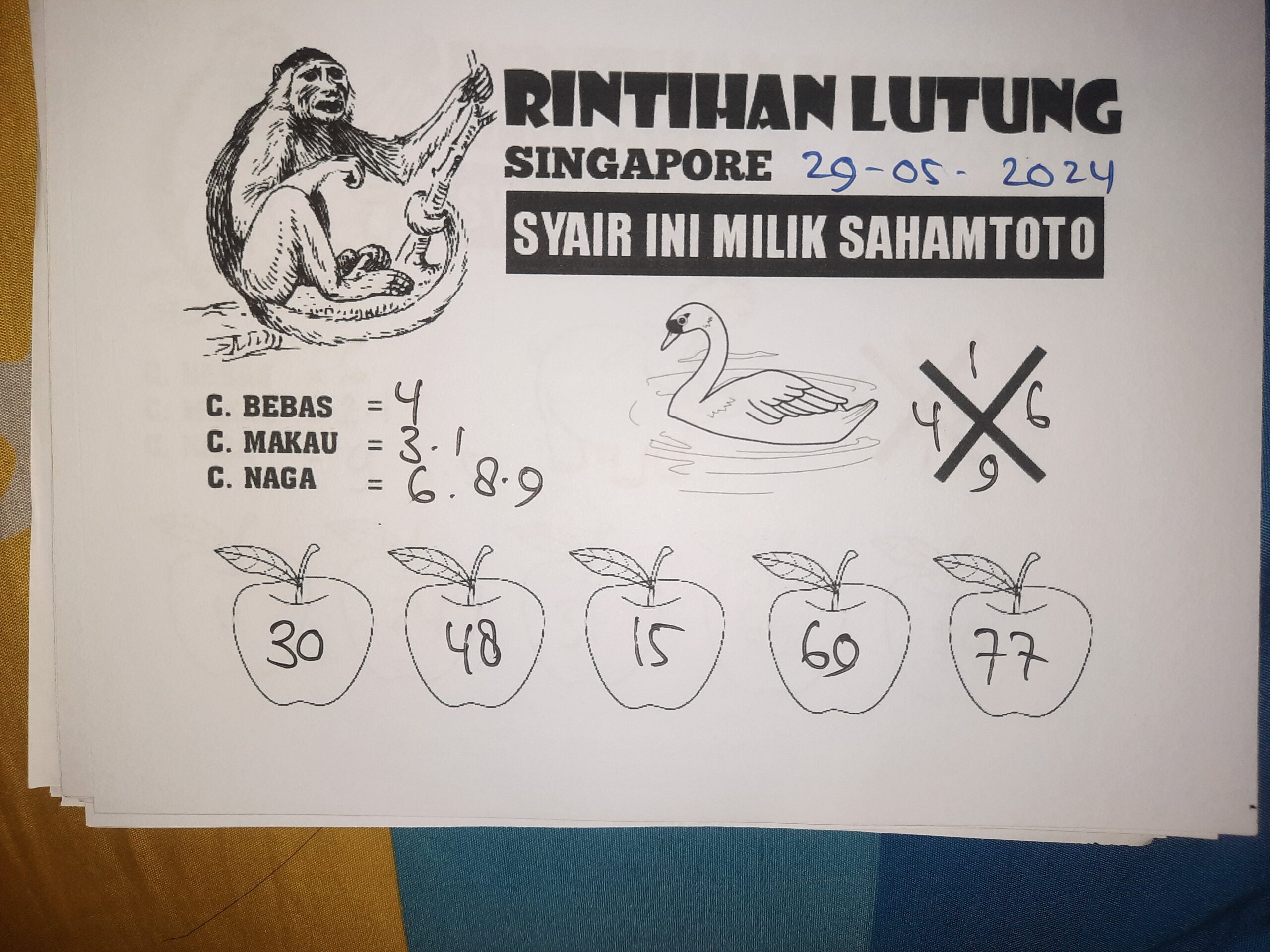 syair rintihan lutung SINGAPORE hari ini Rabu,29 Mei 2024