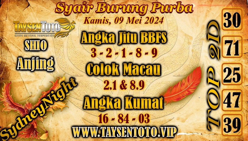 Syair Burung Purba SydneyNight Hari ini 09 Mei 2024