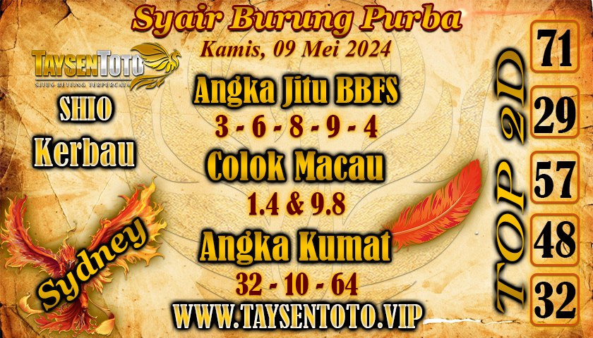 Syair Burung Purba Sydney Hari ini 09 Mei 2024