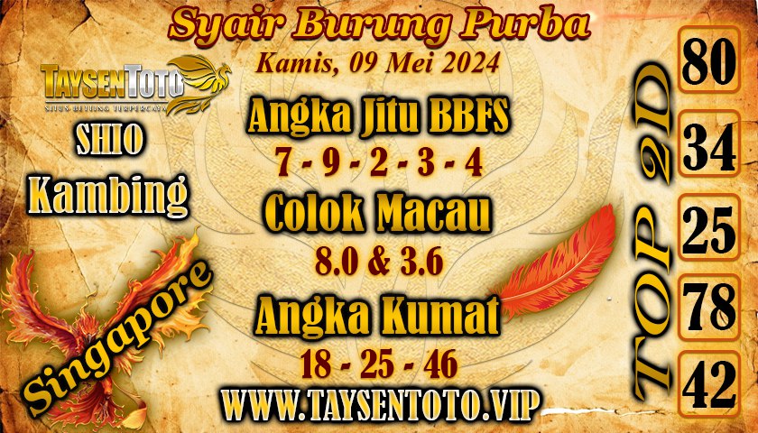 Syair Burung Purba SGP Hari ini 09 Mei 2024