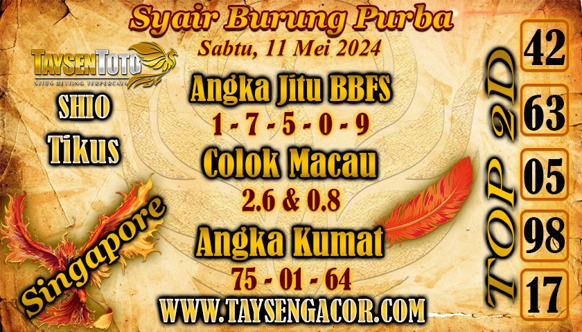 Syair Burung Purba SGP Hari ini 11 Mei 2024