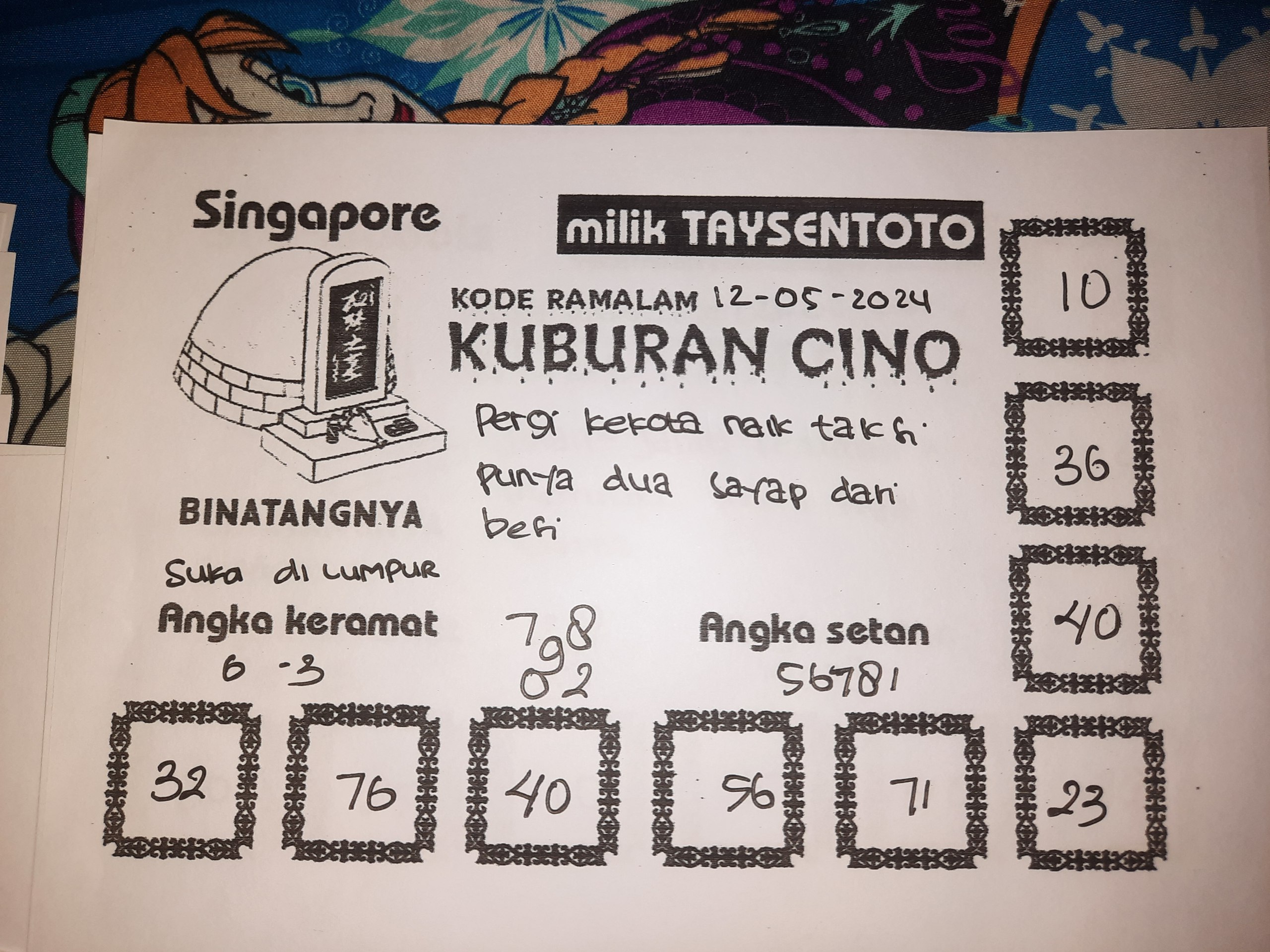 Syair Kuburan Cino Singapore Hari ini 12 Mei 2024