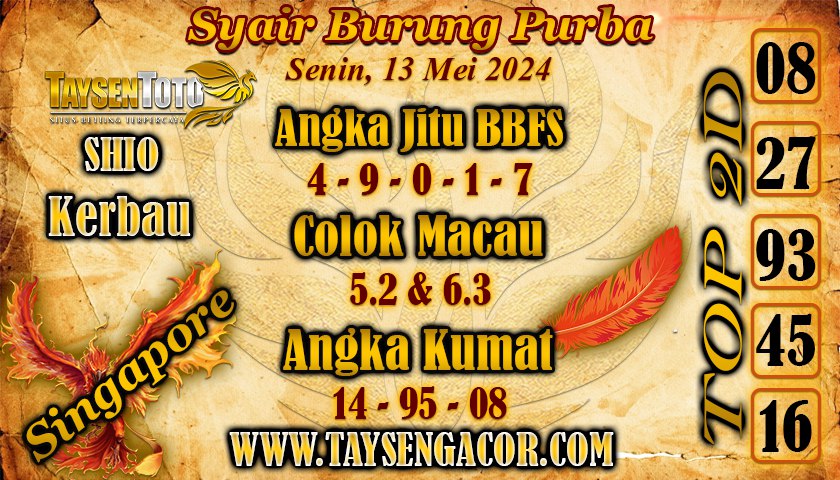 Syair Burung Purba SGP Hari ini 13 Mei 2024