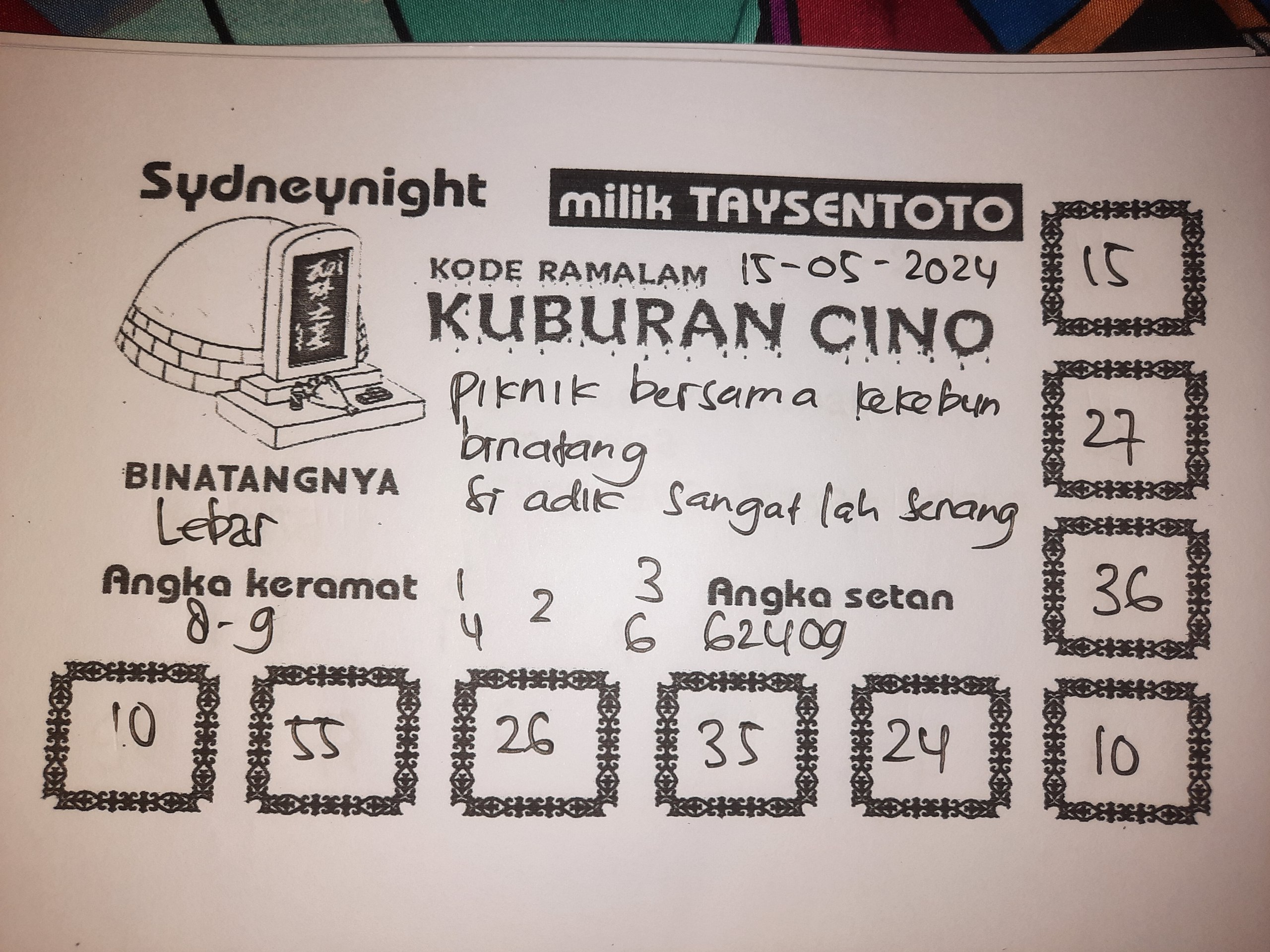 Syair Kuburan Cino SydneyNight Hari ini 15 Mei 2024