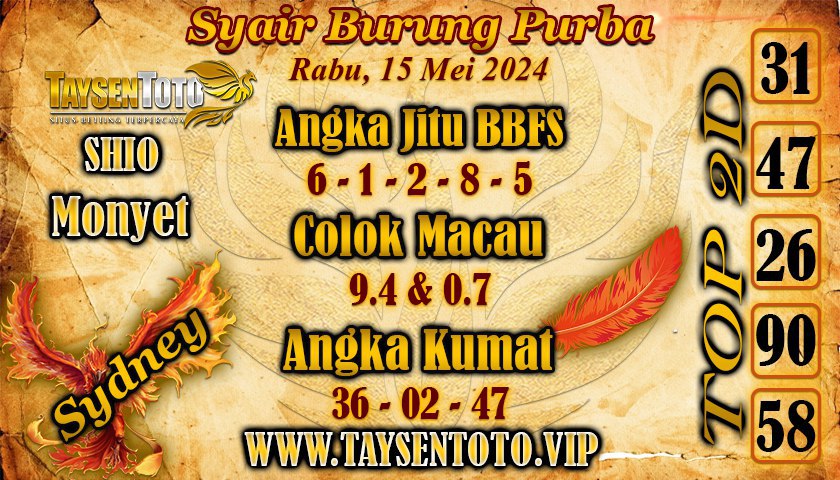 Syair Burung Purba Sydney Hari ini 15 Mei 2024