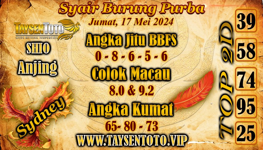 Syair Burung Purba Sydney Hari ini 17 Mei 2024