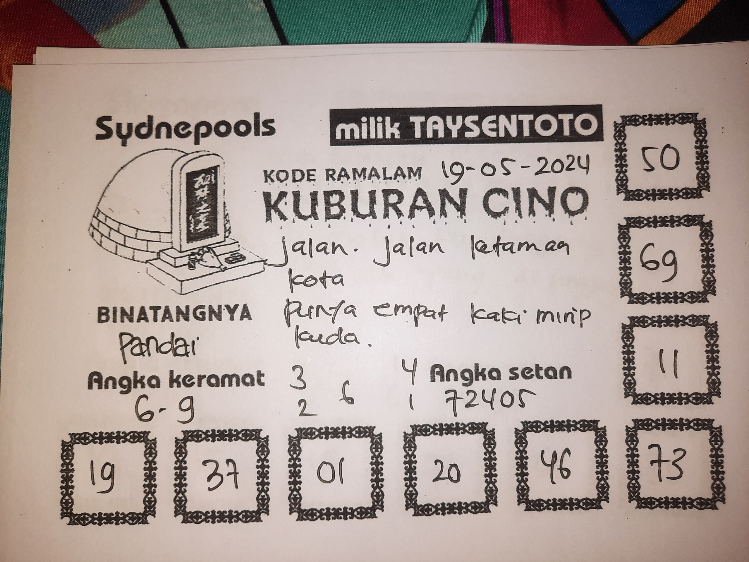 Syair Kuburan Cino Sydney Hari ini 19 Mei 2024