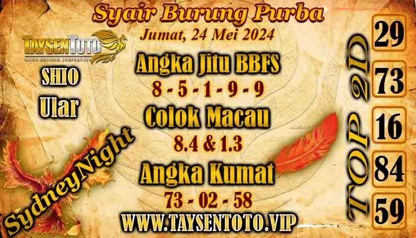 Syair Burung Purba SydneyNight Hari ini 24 Mei 2024