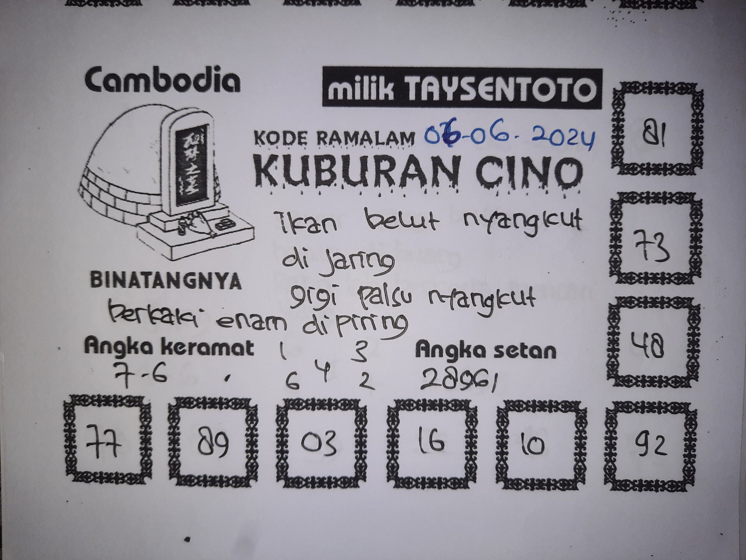 Syair Kuburan Cino Cambodia Hari Ini 06 Juni 2024