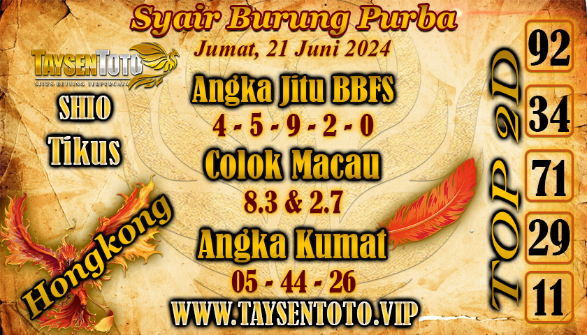 Syair Burung Purba HK Hari Ini 21 Juni 2024