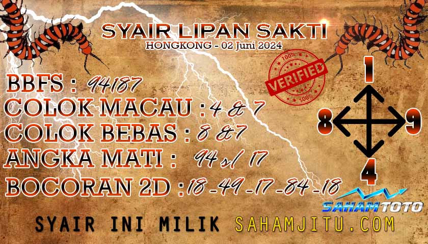 Syair Lipan Sakti HONGKONG Hari Ini Minggu 02 Juni 2024