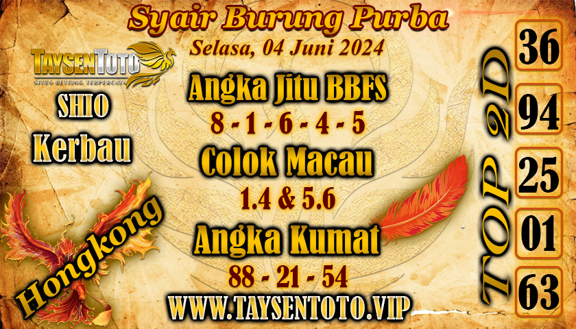 Syair Burung Purba HK Hari Ini 04 Juni 2024