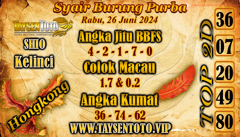 Syair Burung Purba HK Hari Ini 26 Juni 2024