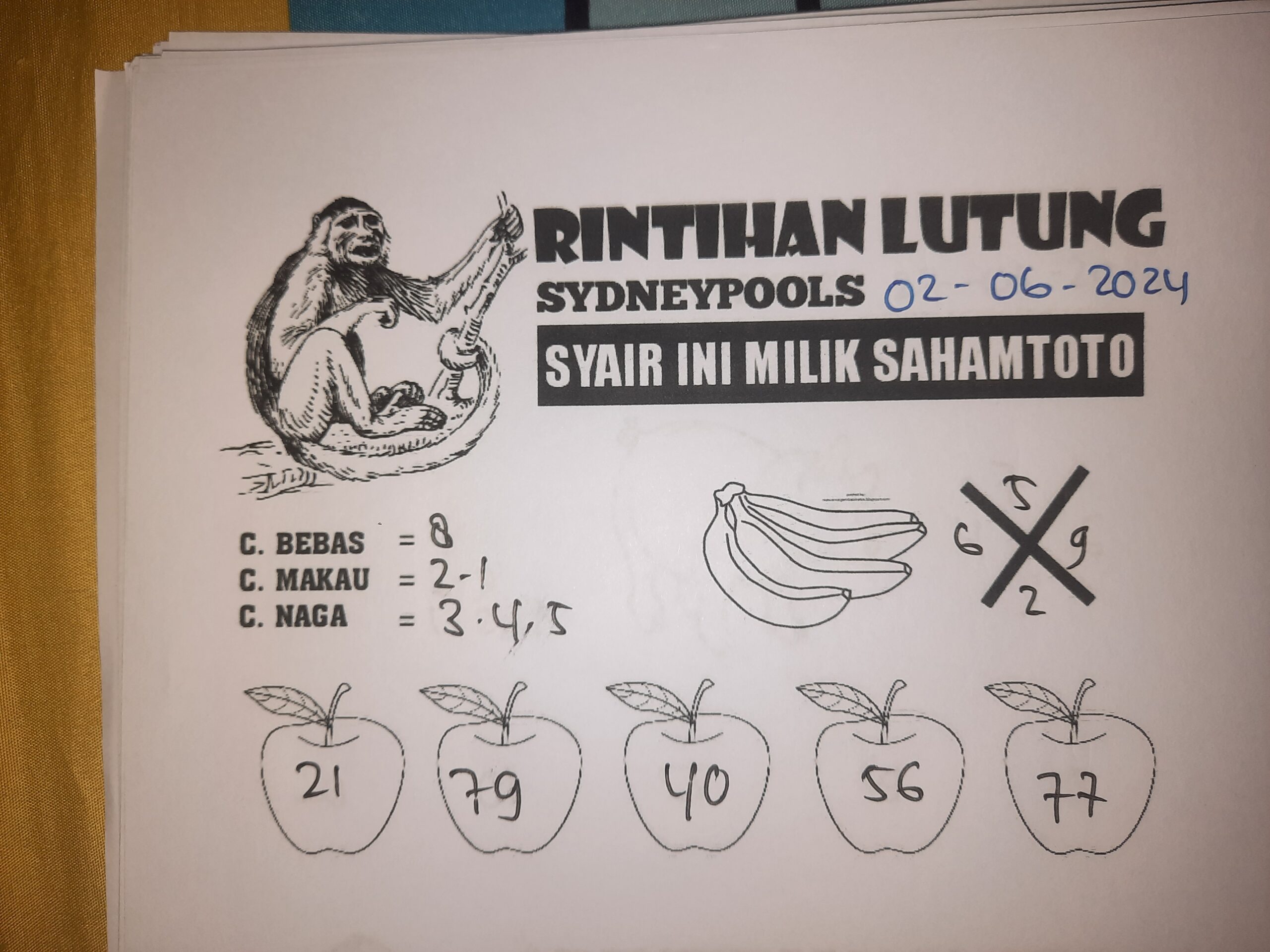 syair rintihan lutung SYDNEY hari ini Minggu ,02 Juni 2024