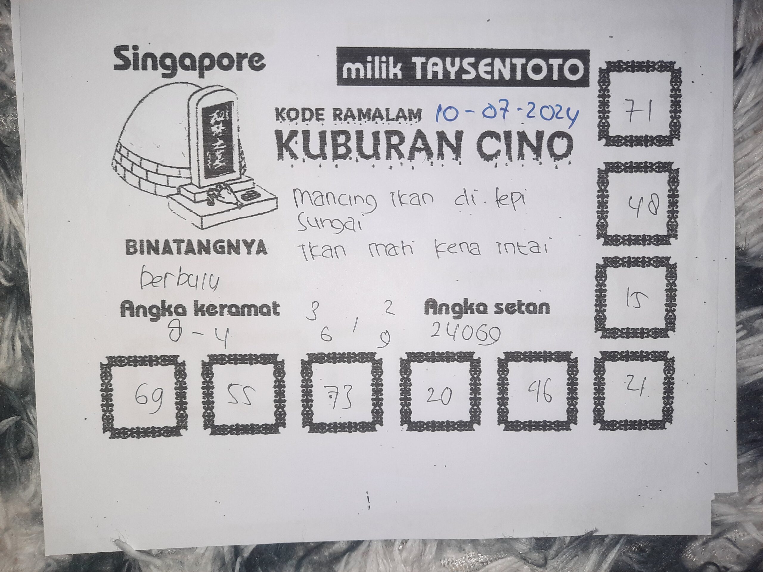 Syair Kuburan Cino SGP Hari ini 10 Juli 2024