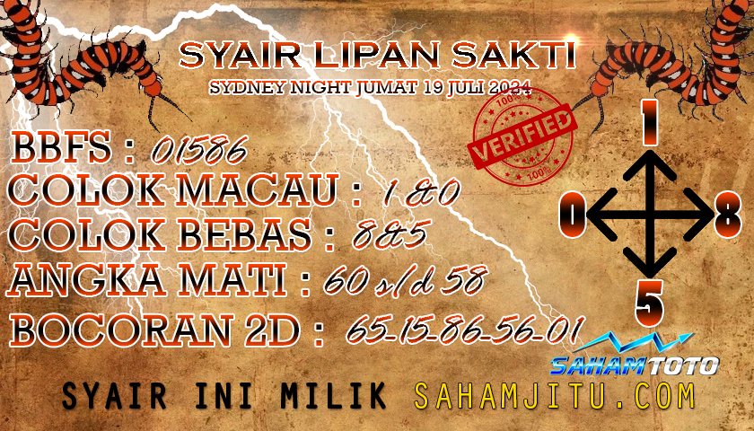 Syair Lipan Sakti Sydney Night Hari Ini Jumat 19 Juli 2024