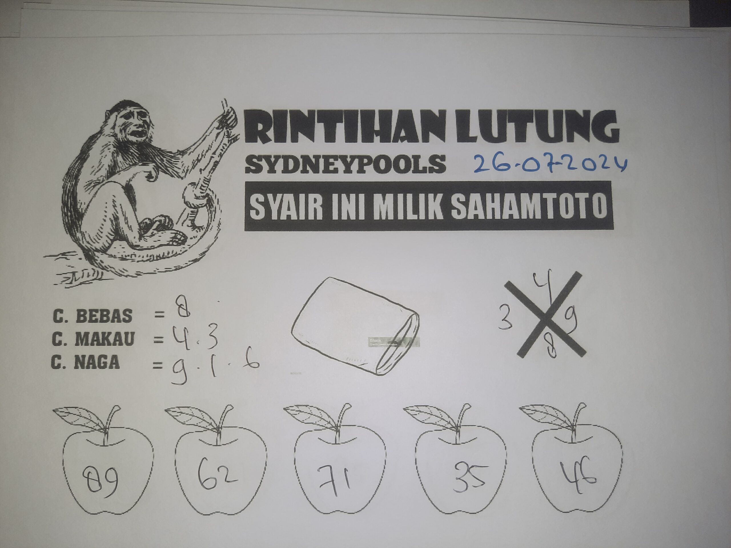 syair rintihan lutung SYDNEY hari ini Jumat 26 Juli 2024