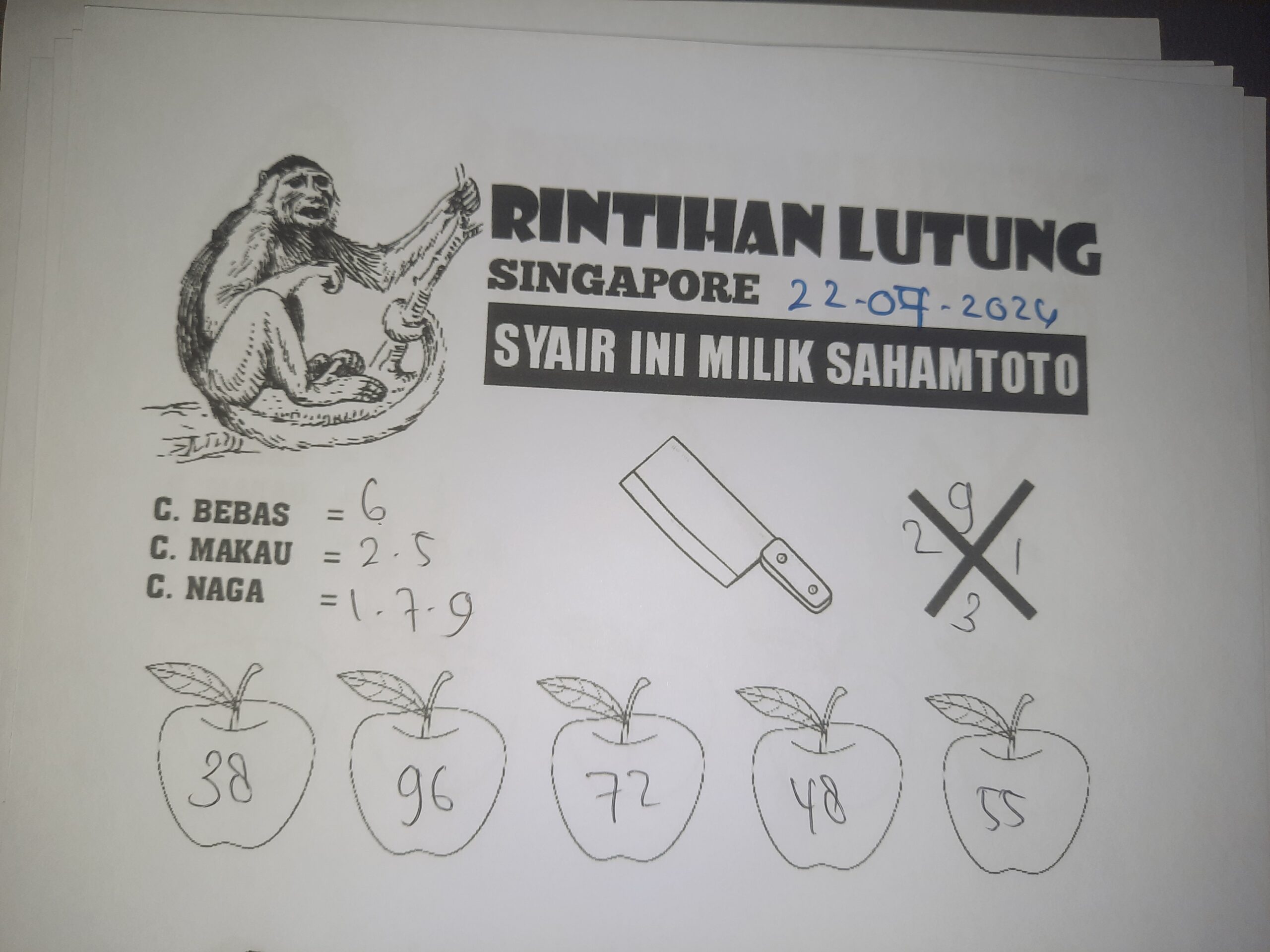 Syair rintihan lutung Singapore hari ini Senin 22 Juli 2024