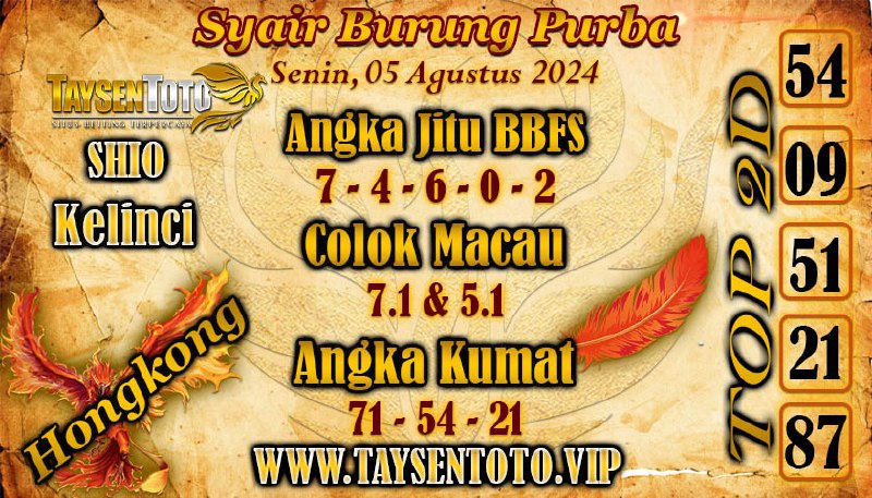 Syair Burung Purba HK Hari ini Minggu 05 Agustus 2024